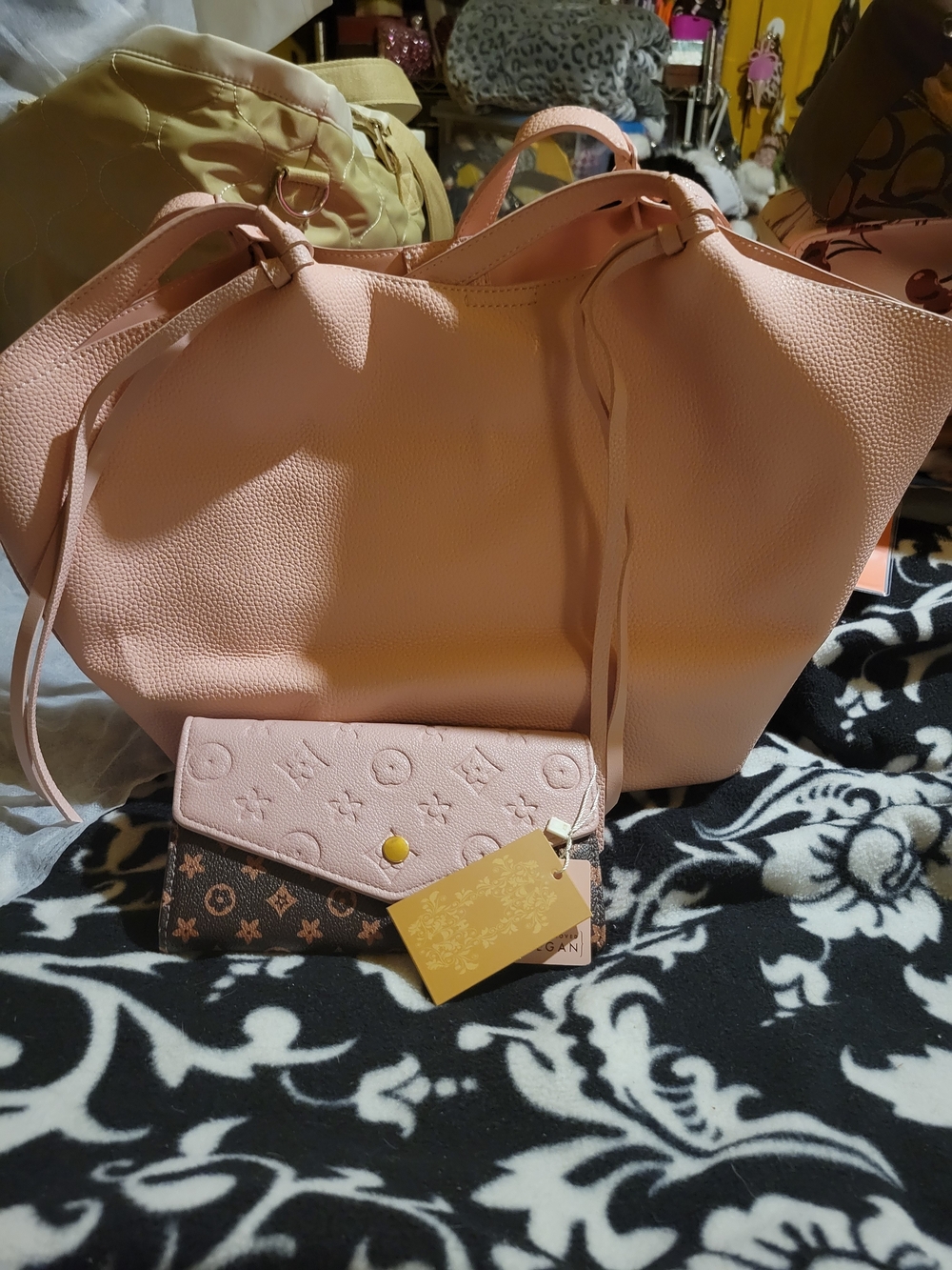 Pink Women's Tote Bag with Matching Wallet